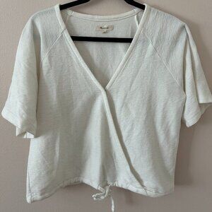 Madewell‎ Texture & Thread V-Neck Front Tie Shirt – Women’s Size M – White